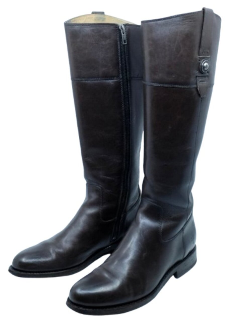 FRYE~Jayden Button Tall Riding Boots~WOMENS DARK BROWN LEATHER Sz 8.5